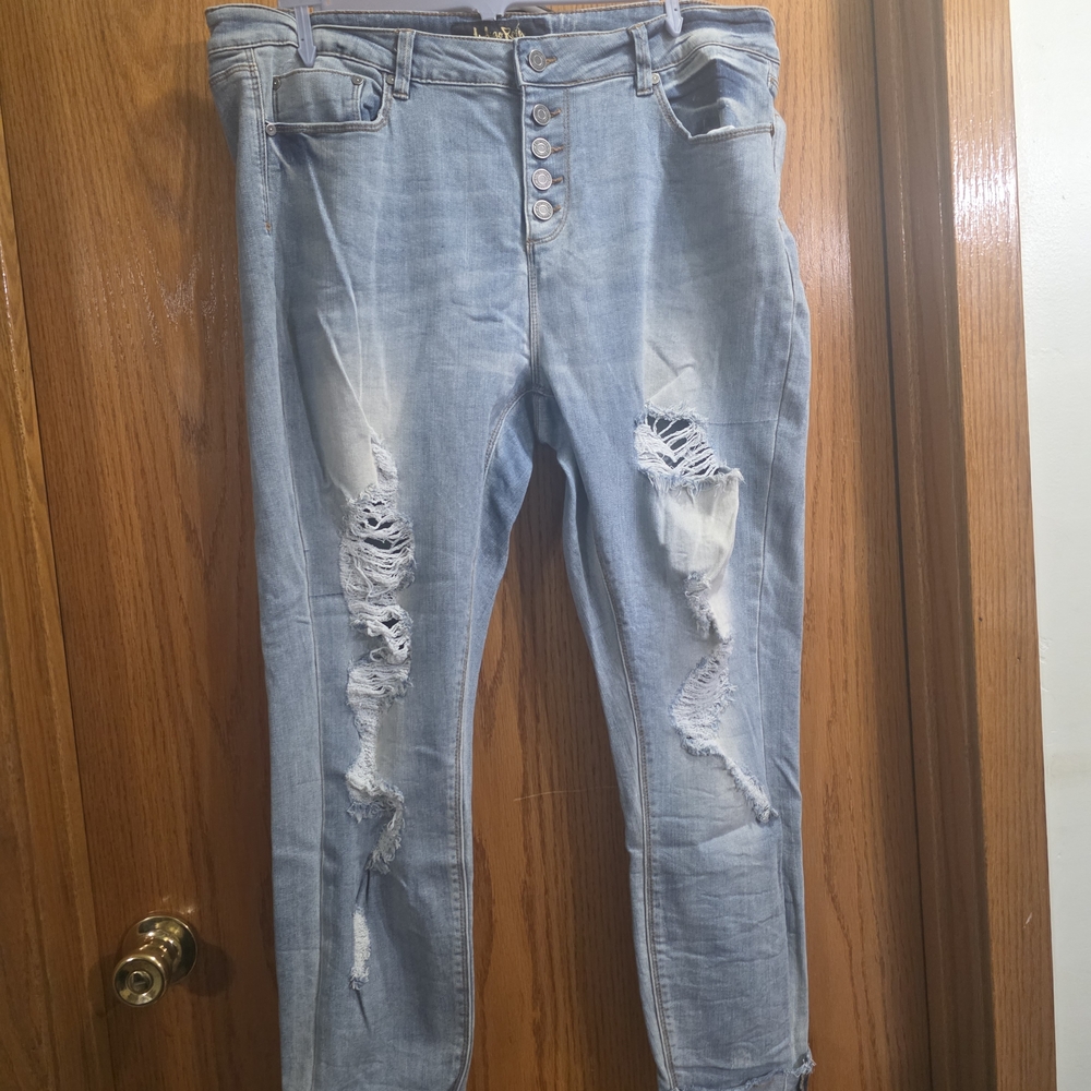 Indigo Rein Light Blue Distressed Women Jeans